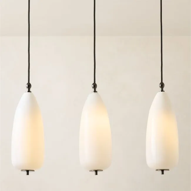 Tova Opal Glass Oblong Pendant Light 6" Set of 3