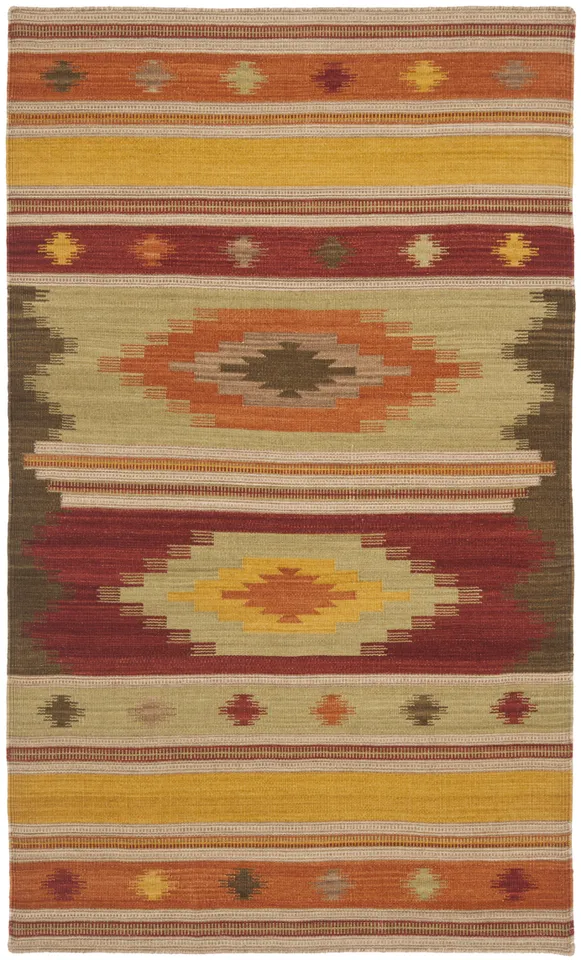 Arlo Home Hand Woven Flatweave Area Rug, NVK176A, Brown/Multi,  4' X 6'