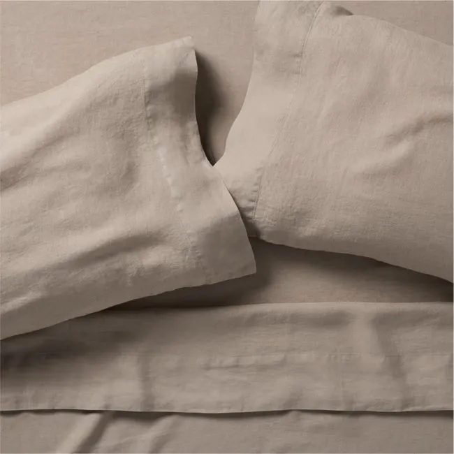Aire Natural European Linen Certfied Linen Clay Taupe Full Bed Sheet Set