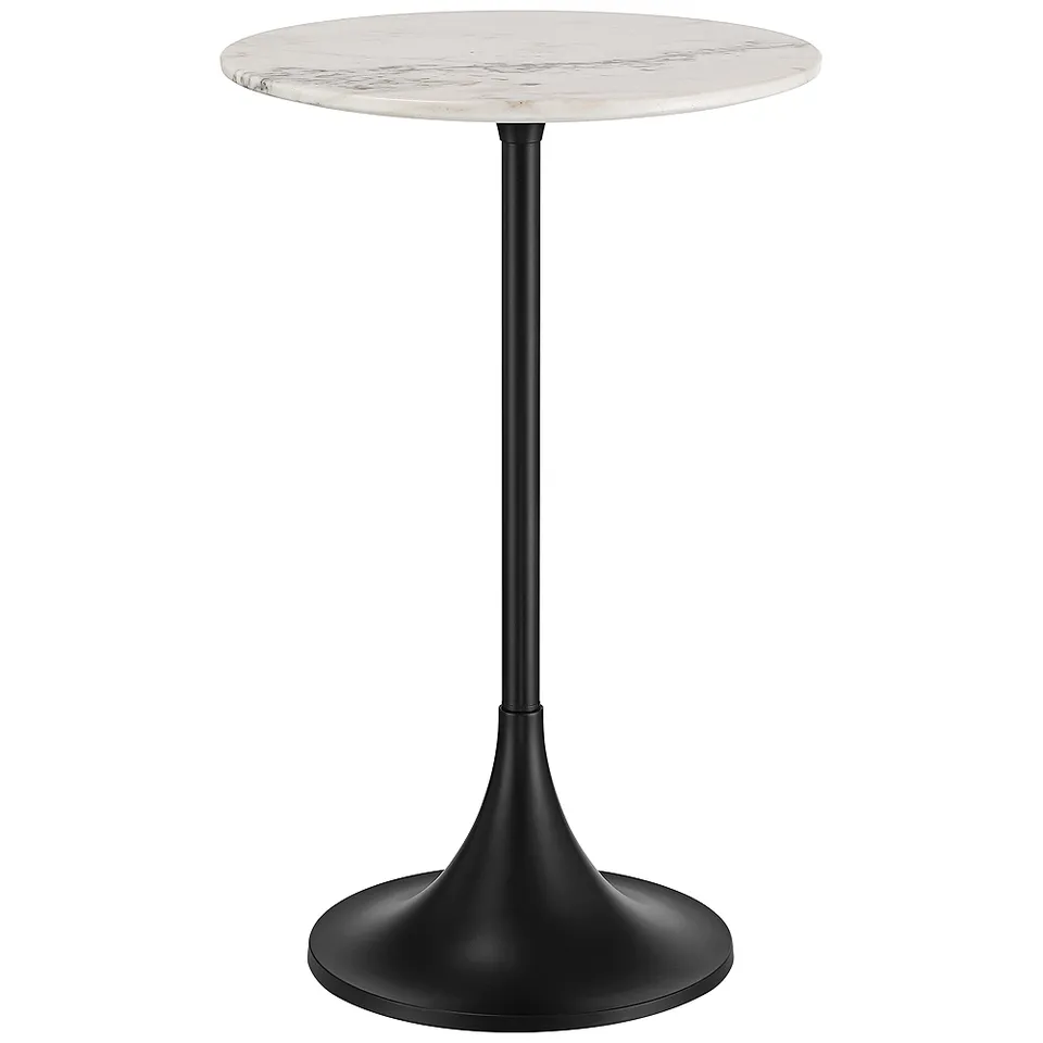 Studio 55 Mesita 24" End Table White Marble Top with Black Finish Base