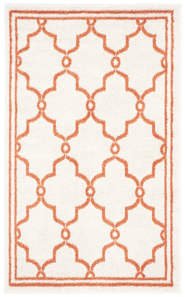 Arlo Home Indoor/Outdoor Woven Area Rug, AMT414F, Beige/Orange,  3' X 5'