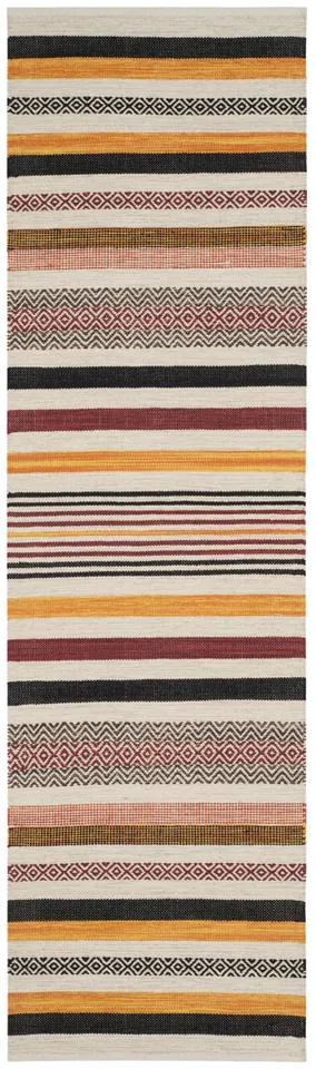 Arlo Home Hand Woven Area Rug, MTK211A, Red/Multi,  2' 3" X 8'