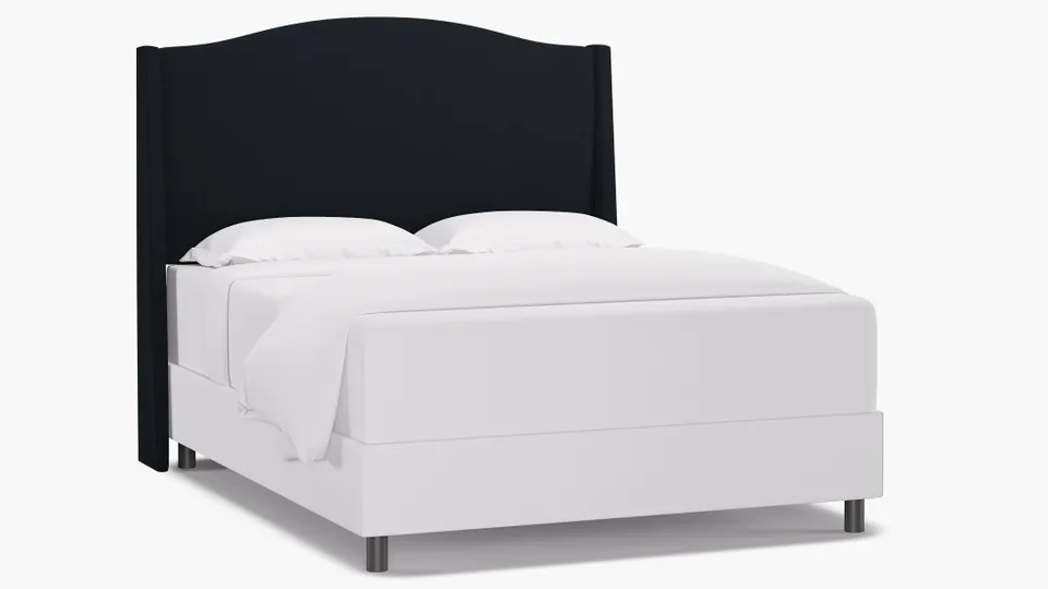 Classic Wingback Headboard, Navy Everyday Linen, Queen