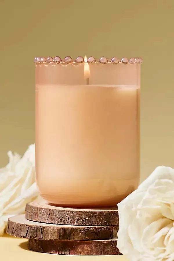 Dotted Rim Woody Juniper & Cedar Glass Candle