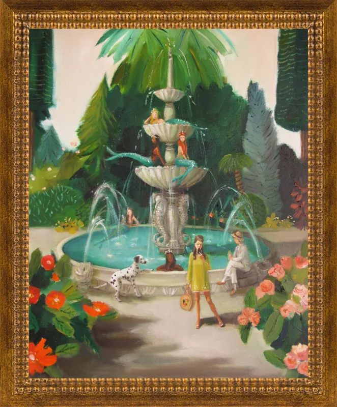 Selfie At The Mermaid Public Fountain by Janet Hill for Artfully Walls
