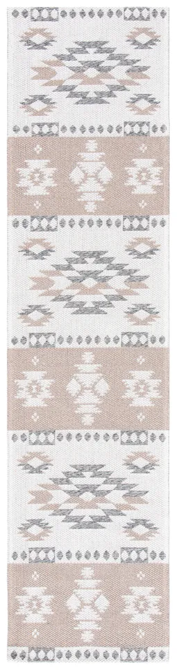 Arlo Home Power Loomed Area Rug, AGT426E, Taupe/Cream, 2' X 8'
