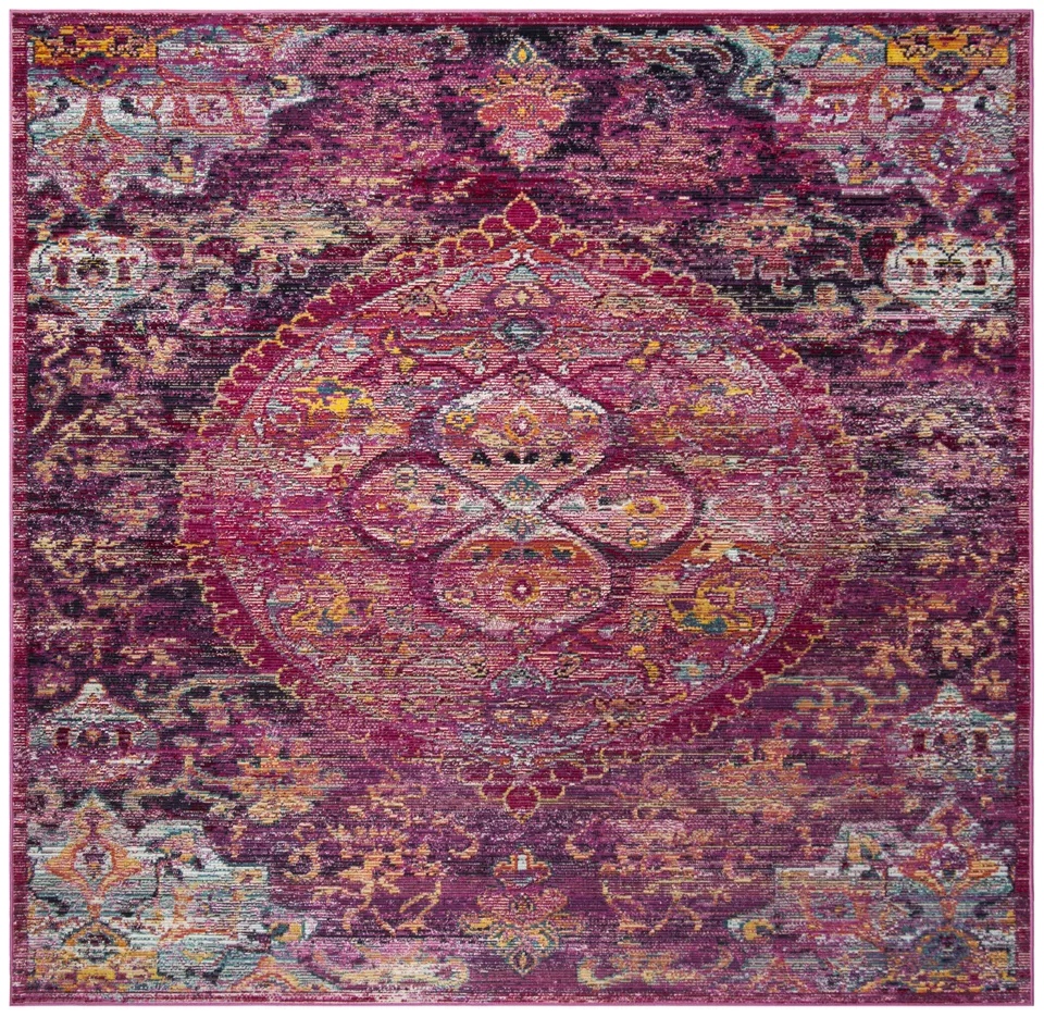 Arlo Home Woven Area Rug, CRS512S, Fuchsia/Purple,  7' X 7' Square
