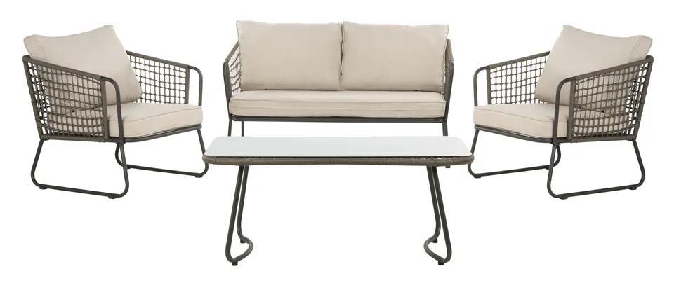 Benjin 4 Piece Living Set - Gray/Beige