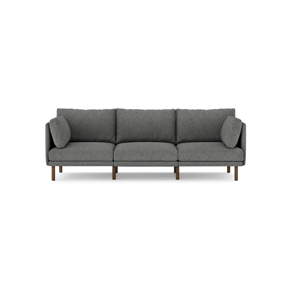 Field 3-Piece Sofa - Carbon - Performance Flat Twill / Walnut - Wood