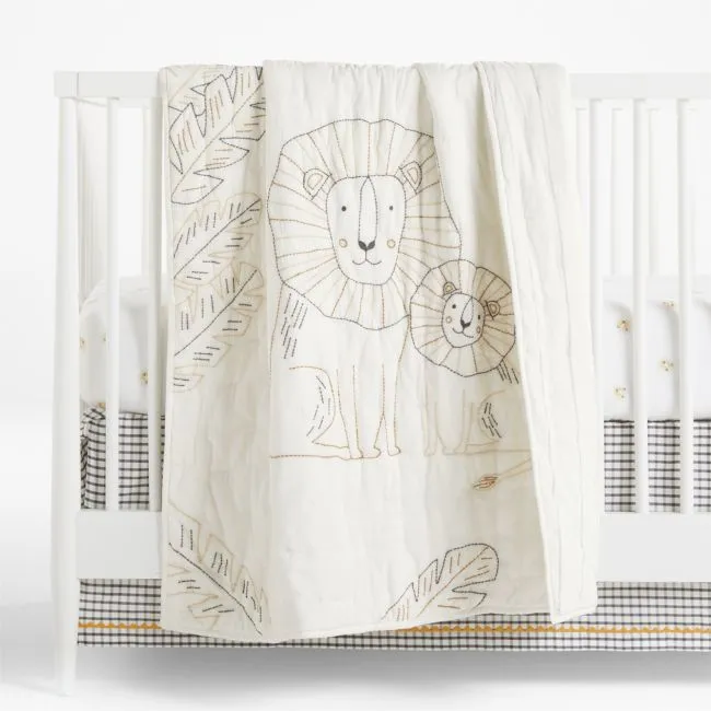 Jungle Lion 100% Organic Cotton Baby Crib Quilt