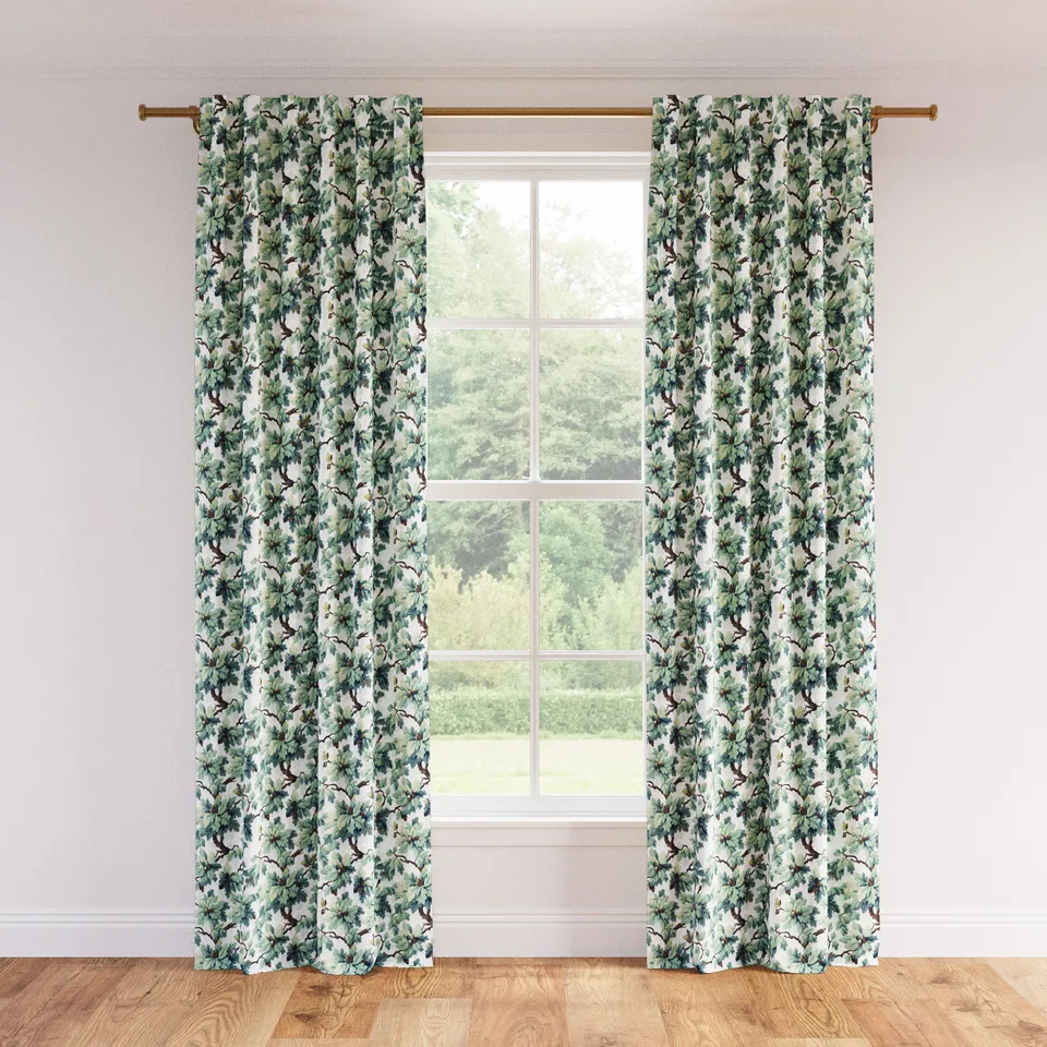 Printed Linen Curtain, Sage Woodland, 50" x 84", Privacy