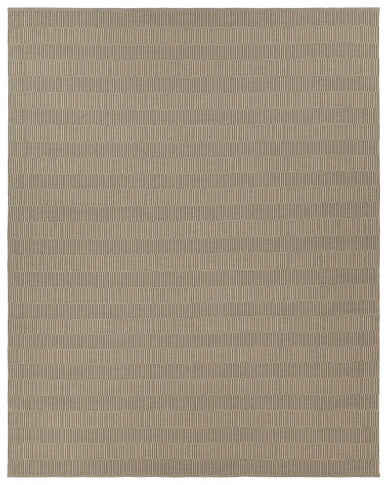 Ithel SDR04 Handmade Outdoor Striped Tan and Gray Area Rug (9'6"x13'6")