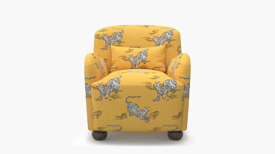 Club Chair, Dijon Tigresse, Espresso Bun Foot