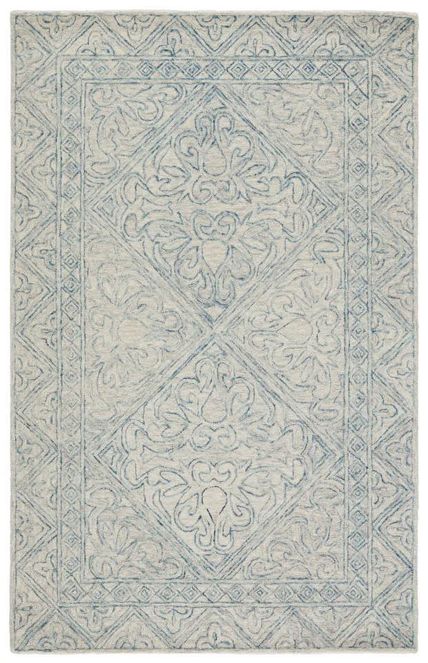 Carmen Handmade Trellis Blue/ Light Gray Area Rug (6'X9')