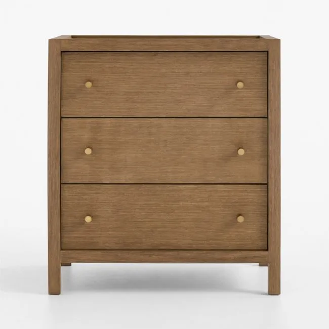 Keane 26" Solid Driftwood 3-Drawer Charging Nightstand
