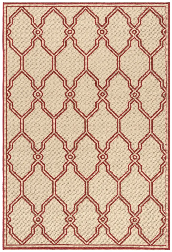 Arlo Home Indoor/Outdoor Woven Area Rug, LND124Q, Red/Cream,  4' X 6'