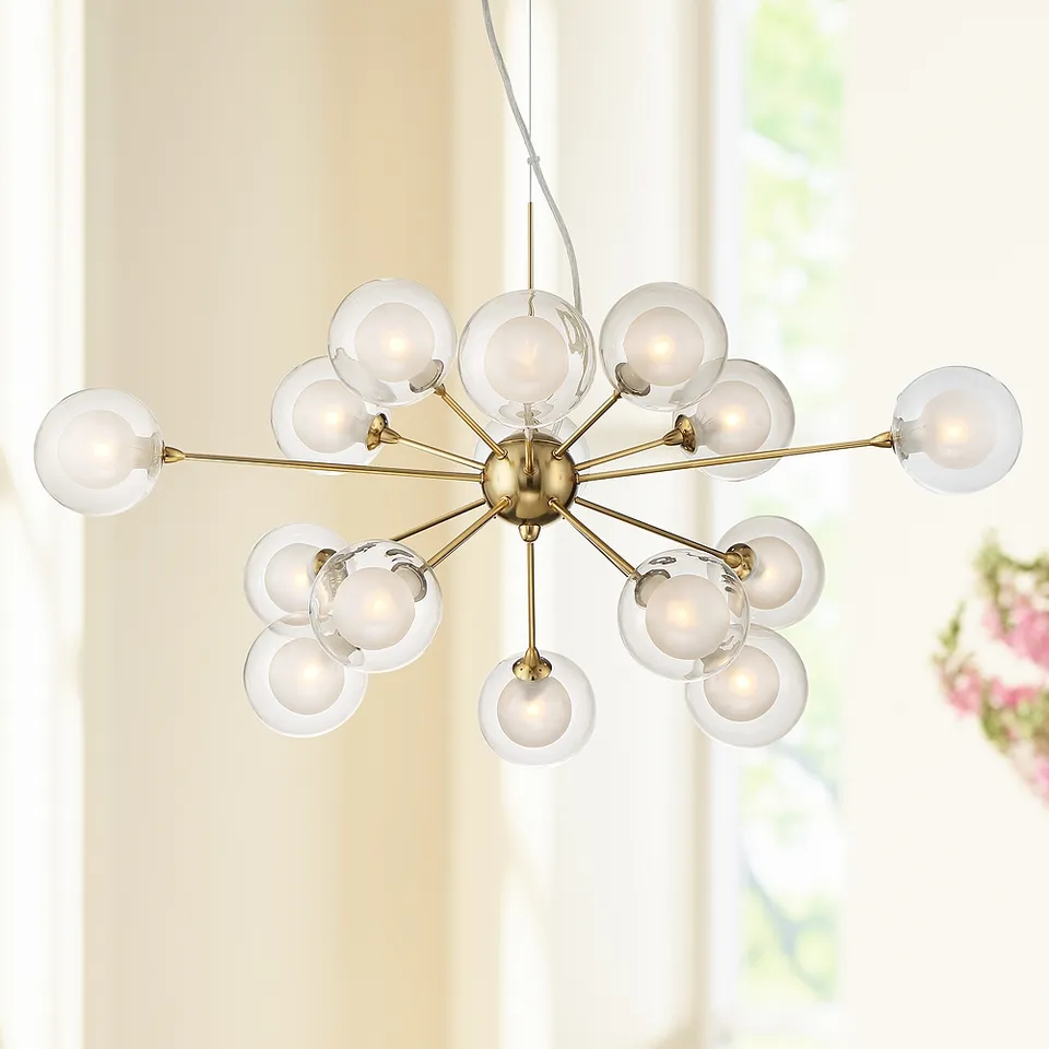 Possini Euro Nimbus 30" Warm Brass 15-Light Modern LED Sputnik Pendant