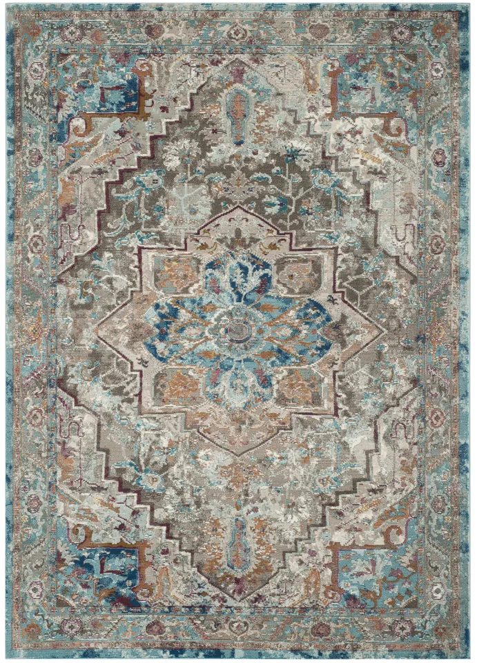 Arlo Home Woven Area Rug, ARA119E, Beige/Blue,  5' 1" X 7' 6"