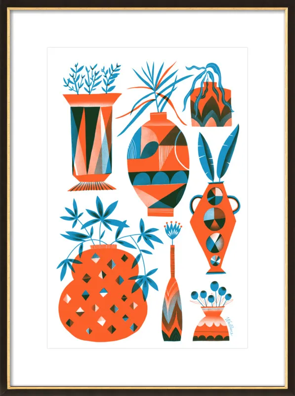 Risograph Vases: vermillion and pacific by Erin Wallace for Artfully Walls