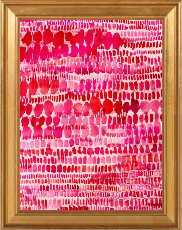 Pink and Red Watercolor Patterns Wall Art  by Paula Mills for Artfully Walls