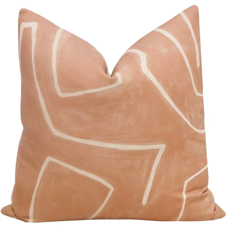 GRAFFITO // SALMON + CREAM - 20” X 26” STANDARD SHAM