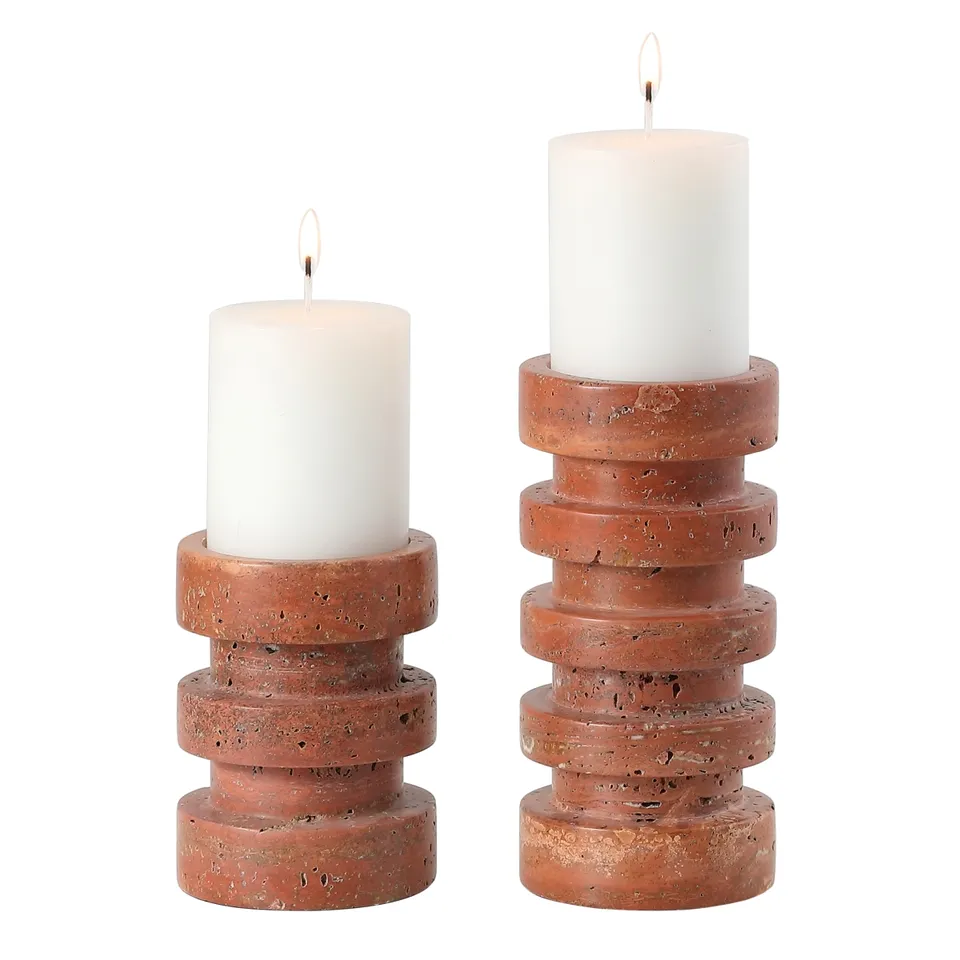 Capri Candle Holder, Set Of 2 - Orange / Rust
