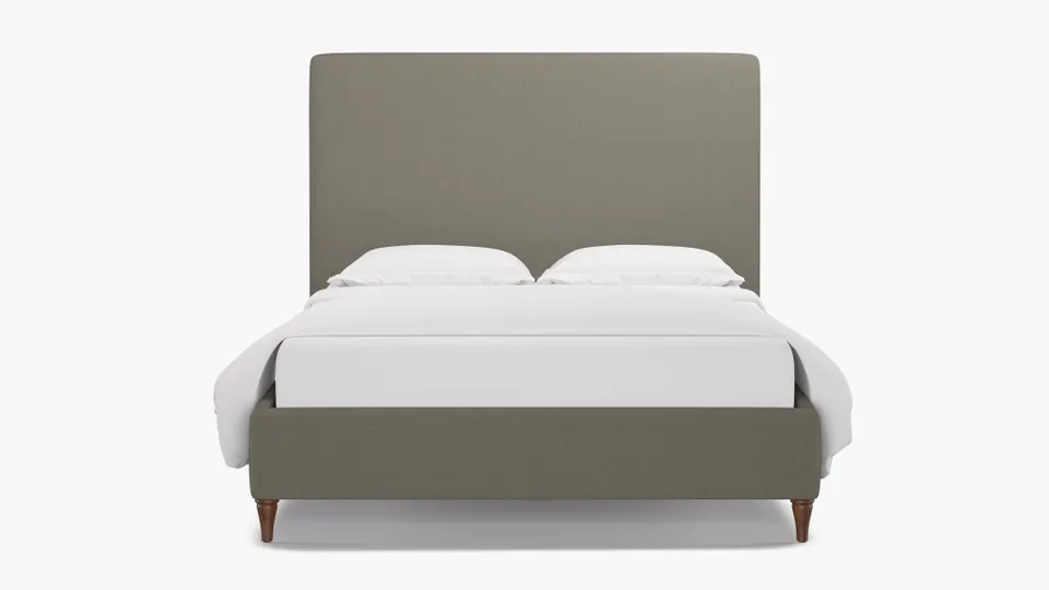 Classic Bed, Putty Everyday Linen, Walnut Decorative Tapered Leg, Twin