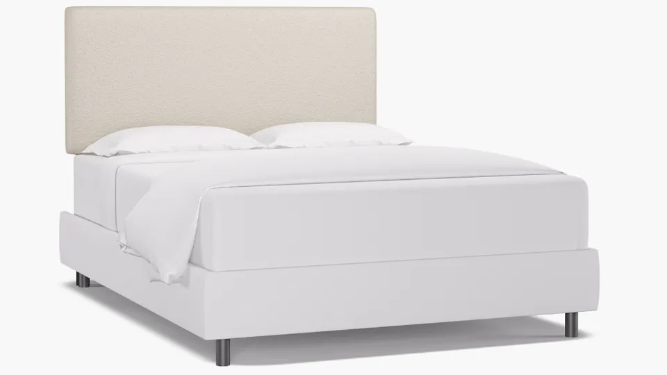 Square Back Headboard, Snow Boucle, Queen