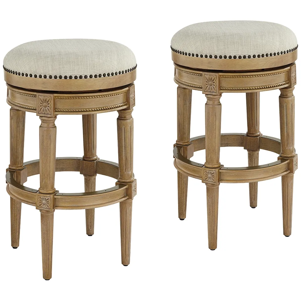 Oliver 30 1/2" Weathered Oak Swivel Barstool Set of 2