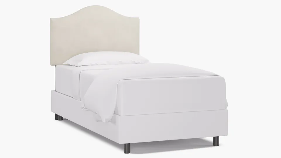 Camelback Headboard, White Classic Velvet, Twin