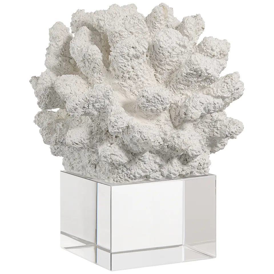 White Coral Statuette 8 3/4" High x 7 1/2" Wide on Crystal Block