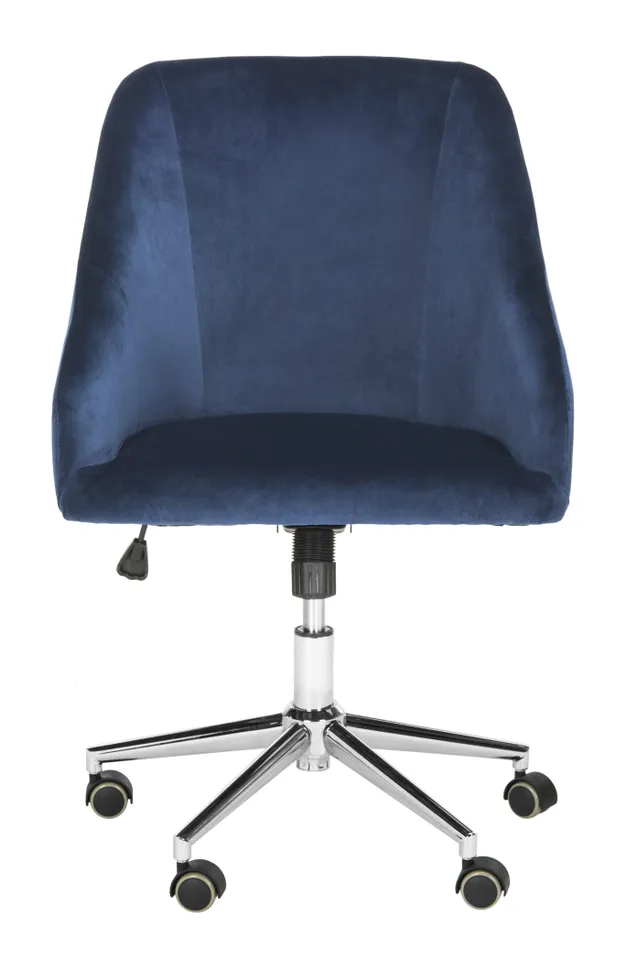 Adrienne Velvet Chrome Leg Swivel Office Chair - Navy/Chrome