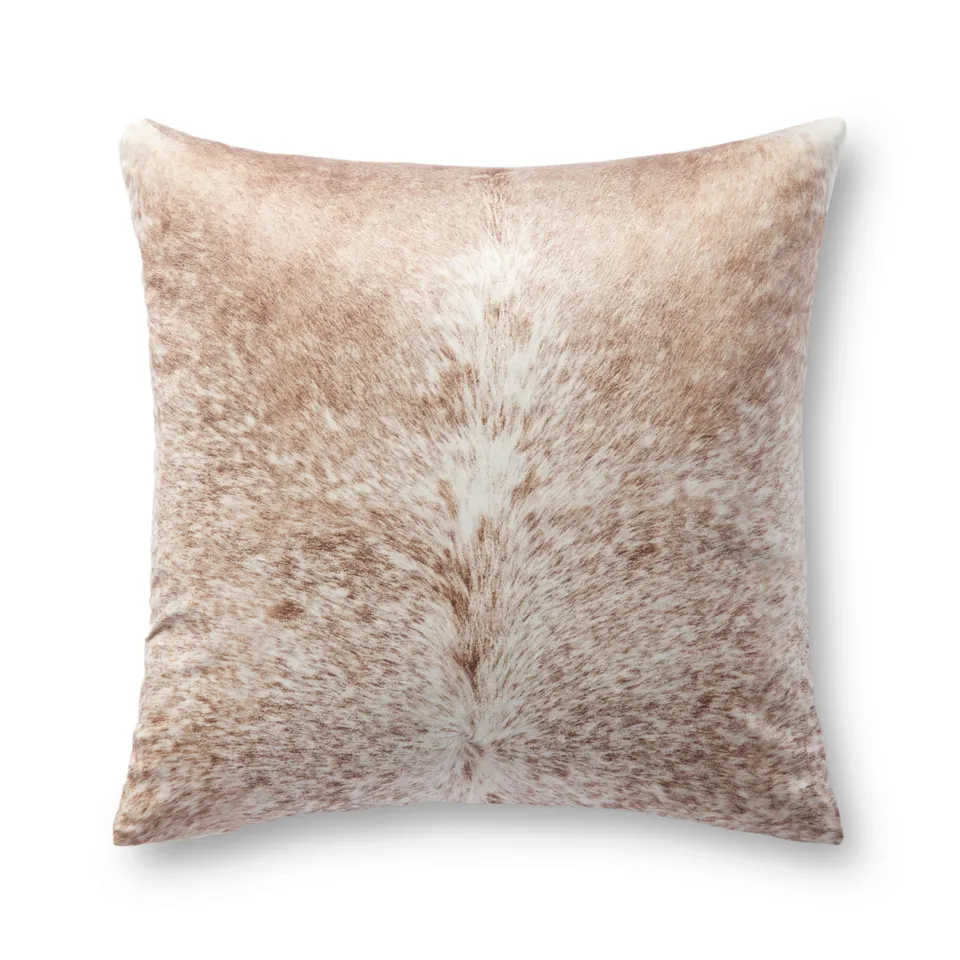 Faux Hide Throw Pillow, Tan, 22" x 22"