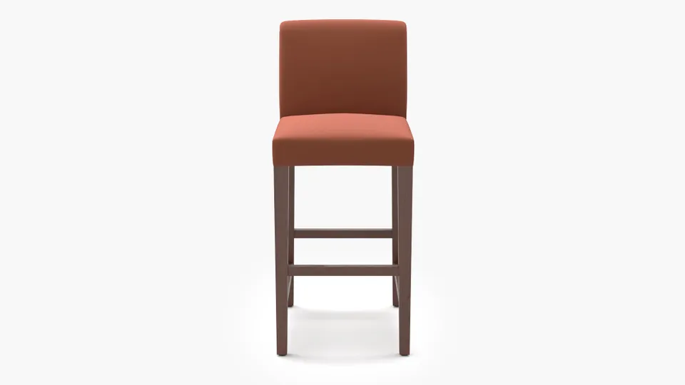 Signature Dining Bar Stool, Terracotta Performance Velvet, Walnut Square Tapered Leg