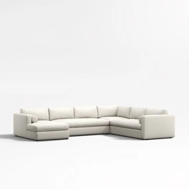 Aris Deep 4-Piece L-Shaped Bench Sectional Sofa with Chaise Lounge