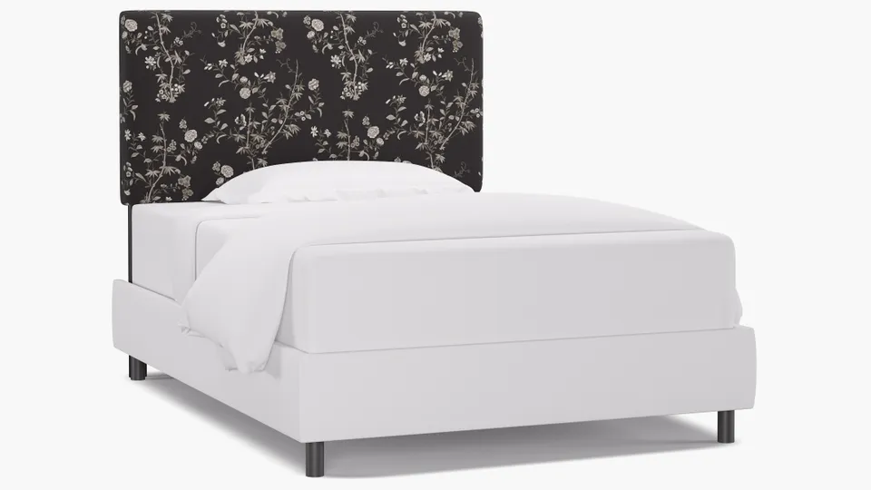Square Back Headboard, Black Bamboo Garden, Full