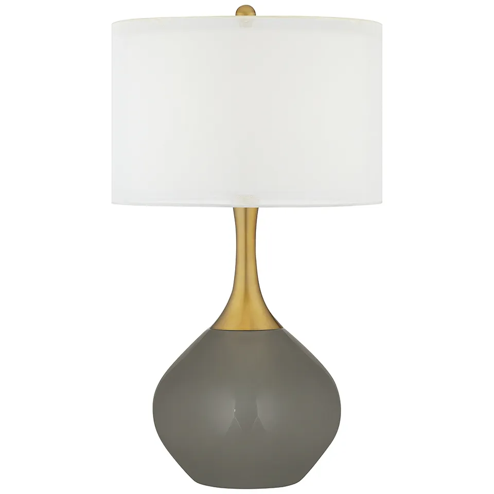 Color Plus Nickki Brass 30 1/2" High Guantlet Gray Modern Table Lamp