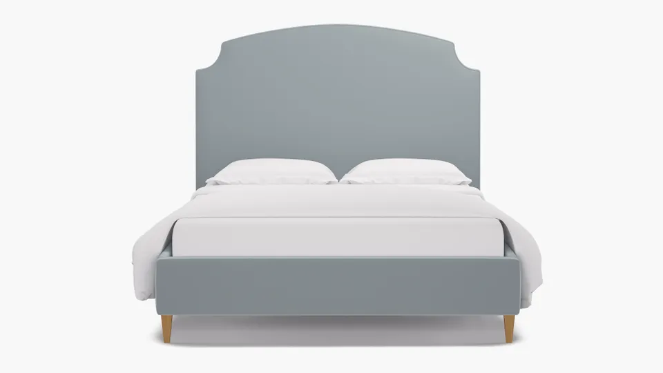 Cove Bed, Sterling Performance Velvet, Natural Square Tapered Leg, Queen