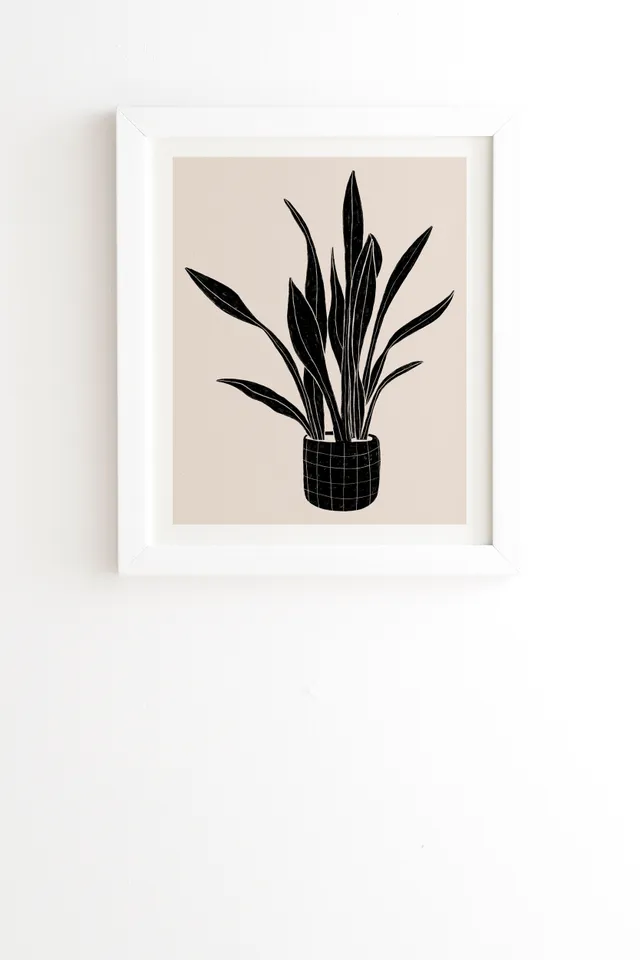 Black And White Snake Plant by Alisa Galitsyna - Framed Wall Art Basic White 30" x 30"
