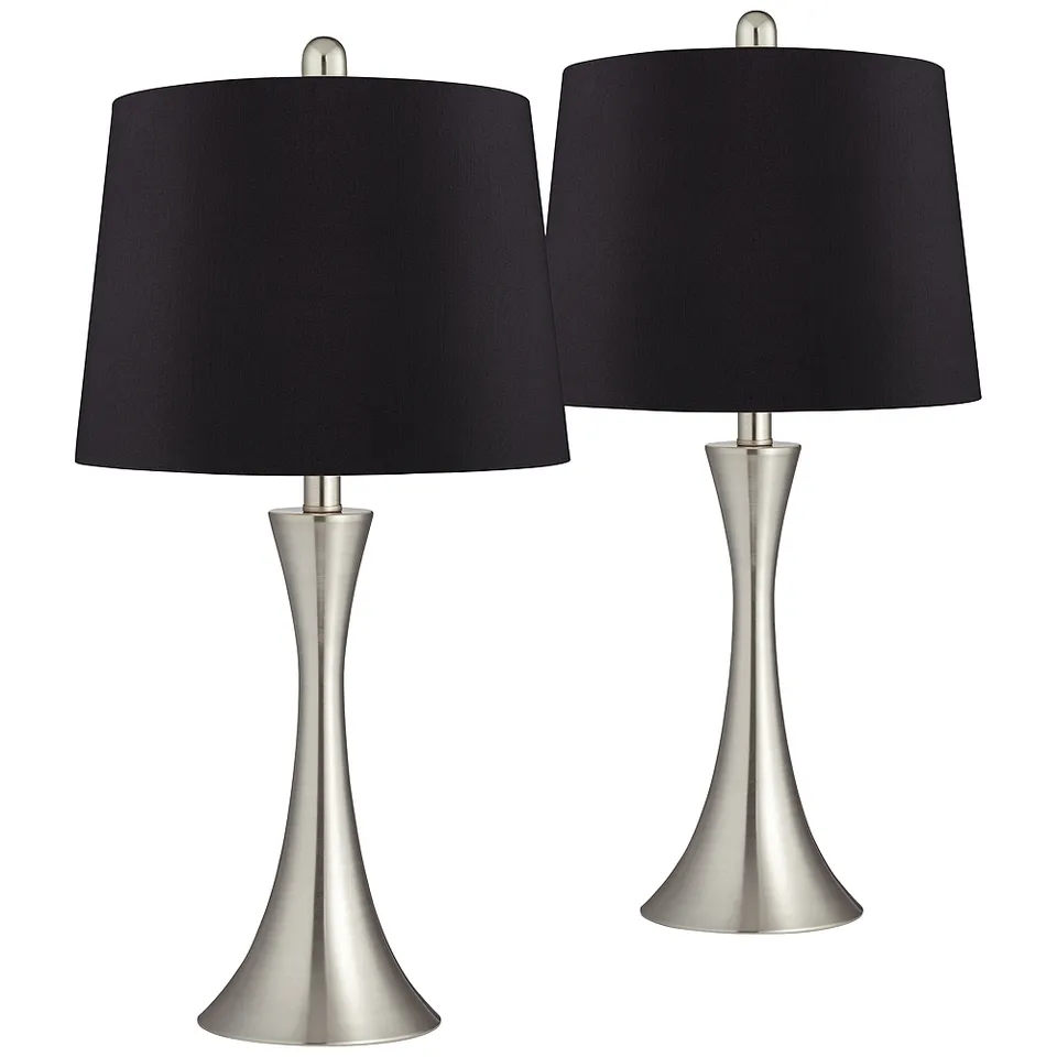 Possini Euro Gerson 24" Black and Brushed Nickel LED Lamps Set of 2