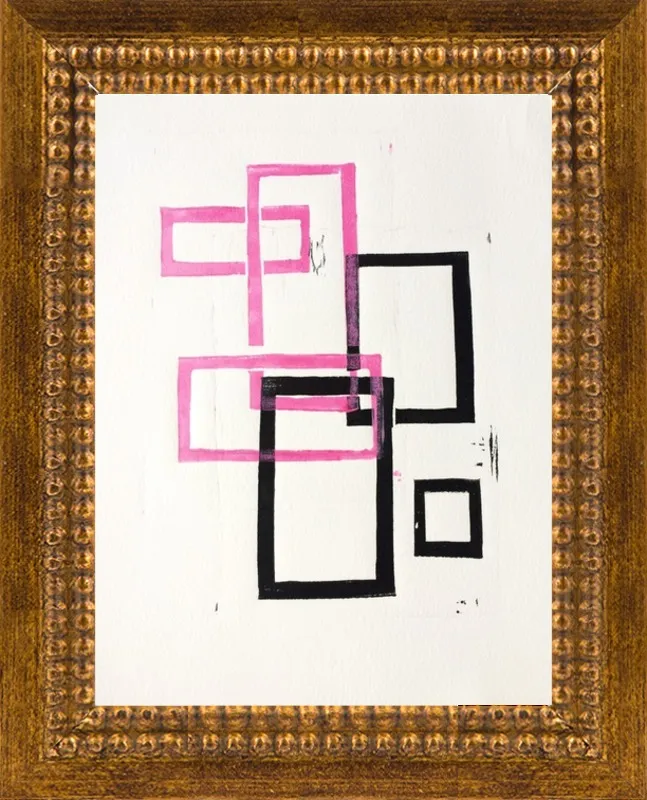 Pink and Black Geometric Squares x2 by Stacy Rajab for Artfully Walls