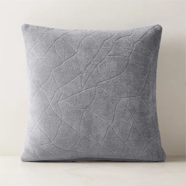 Arman Grey Cotton Chenille Throw Pillow with Down-Alternative Insert 20"x20"