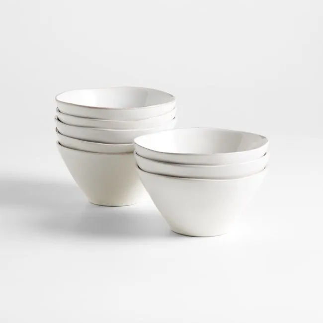 Marin White Stoneware Cereal Bowls, Set of 8