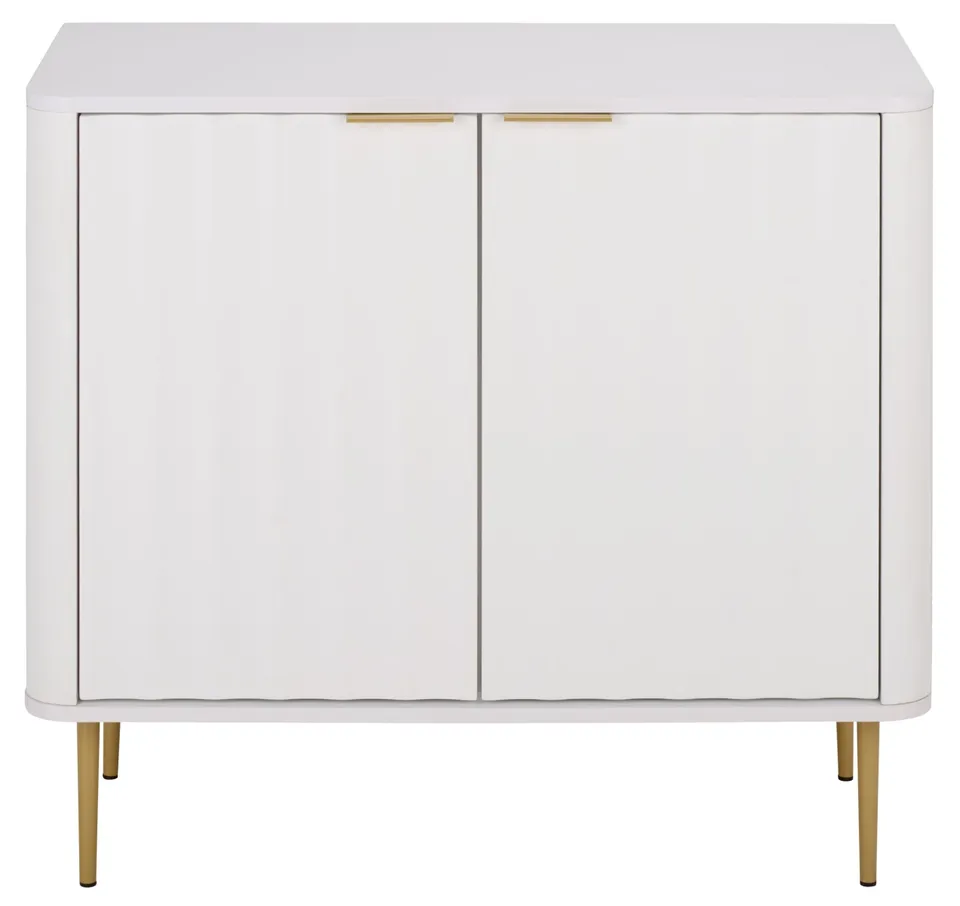 Hilsa 2 Door Compact Sideboard/Media Stand - White / Gold