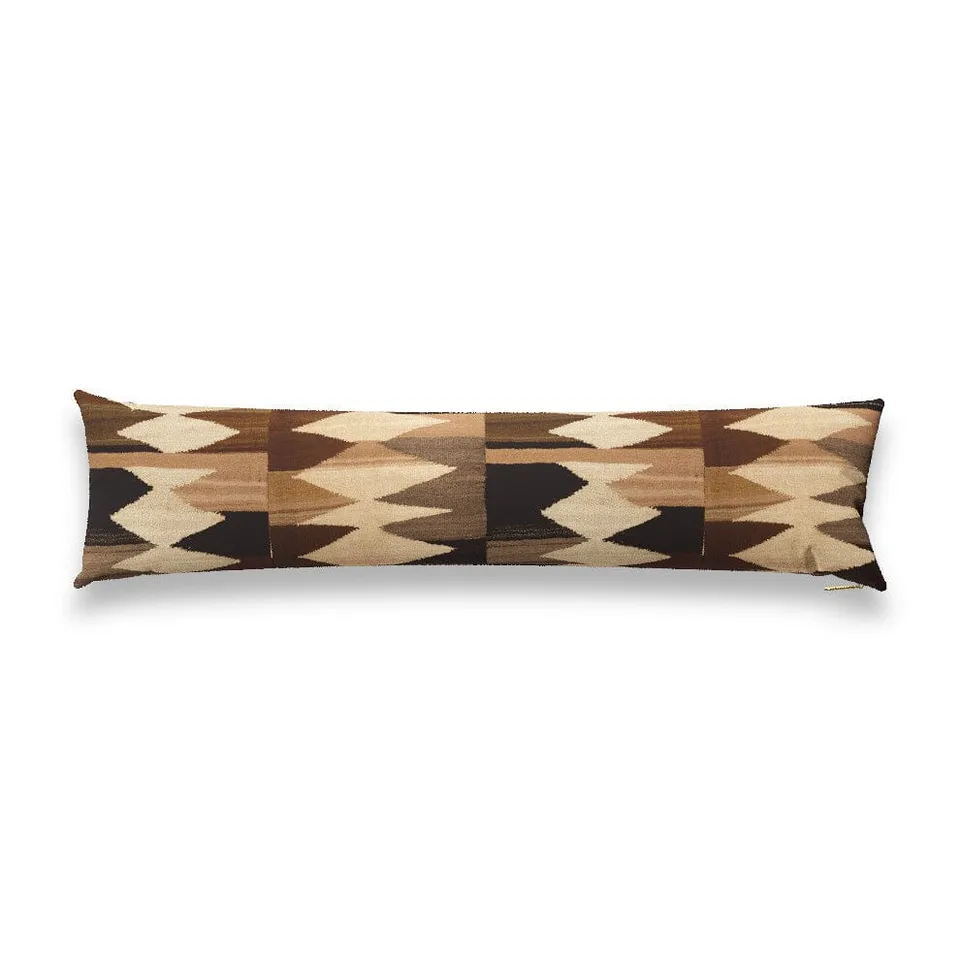 Toffee Diamond Frazada Pillow by St. Frank | Brown | 48" W x 12" H | Linen/Wool