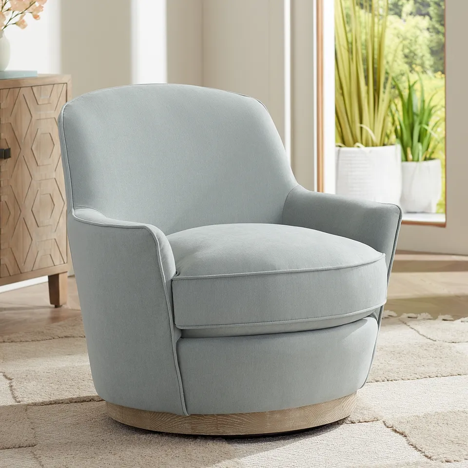 55 Downing Street Kathleen  32 3/4" Wide Light Blue Swivel Chair