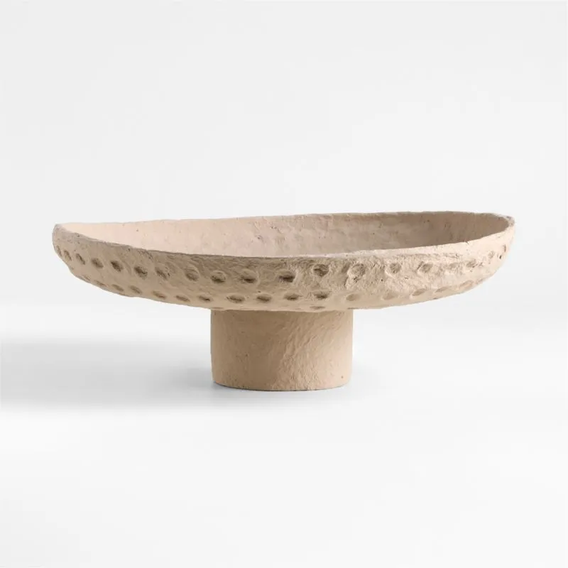 Oaxaca Taupe Cotton Mache Centerpiece Bowl 18"