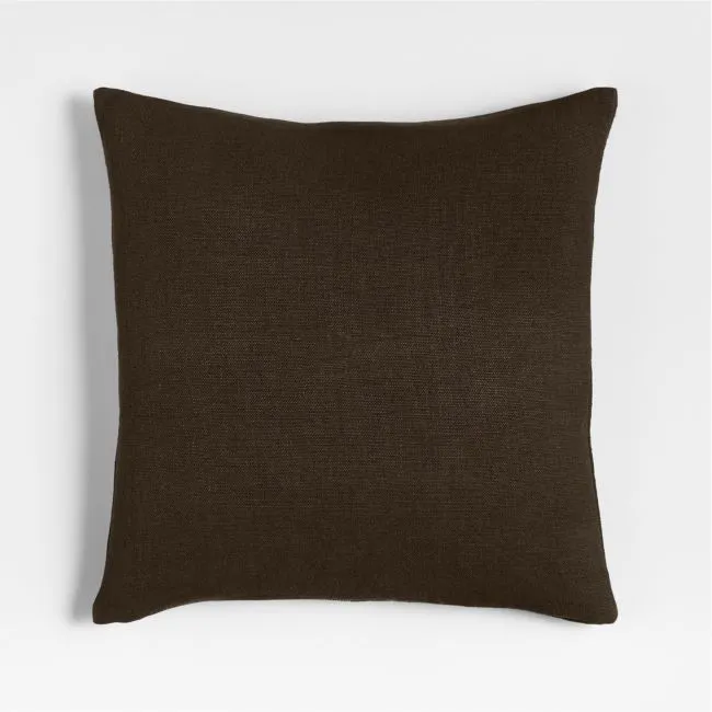Relaxed Linen Layering 20"x20" Deep Brown Throw Pillow Cover