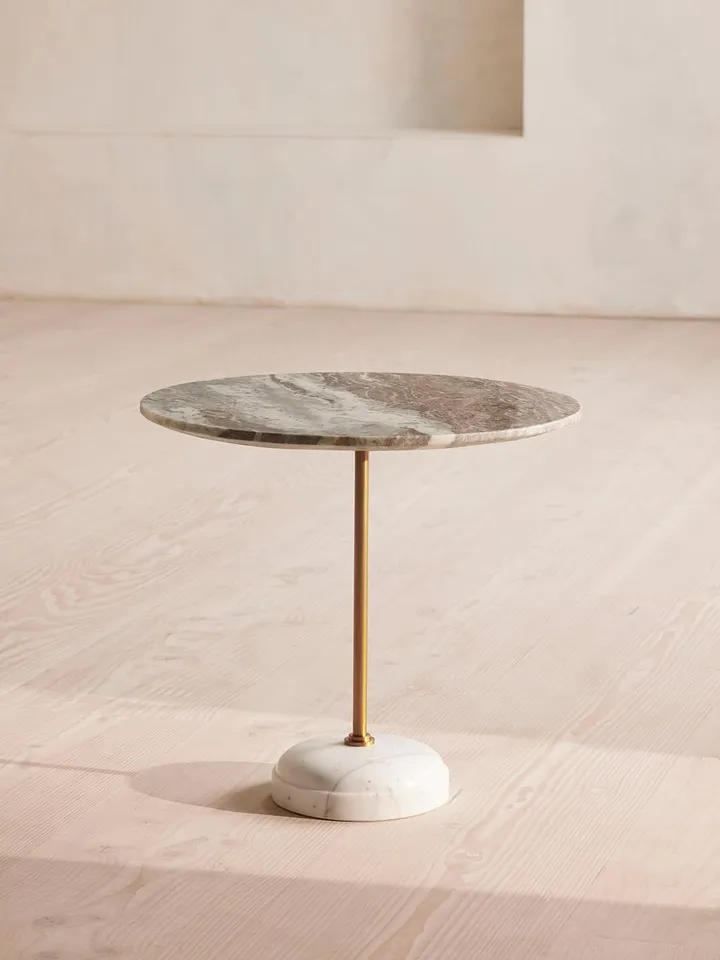 Fleet Side Table, Large, Terra Bianca Marble
