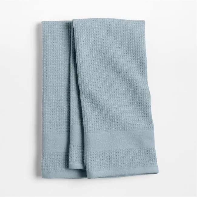 Waffle Terry Harbor Blue Organic Cotton Kitchen Kitchen Towels, Set of 2